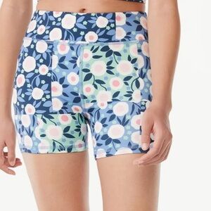 Free Assembly Biker Shorts 7-8 floral daisy w sports bra